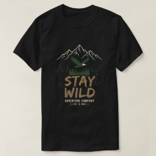 T-shirt Rétro Faune Montagne Randonnée Restez Sauvage Équi