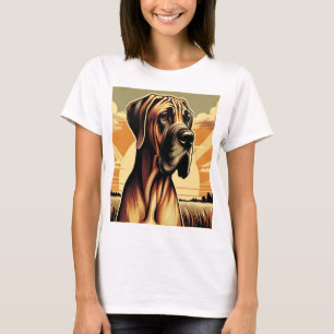 T-shirt Retro Fawn Great Dane Jaune Brown Black Artework