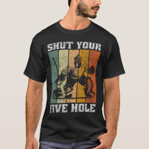 T-shirt Retro Ferme ton cinq trous drôle vintage hockey Go