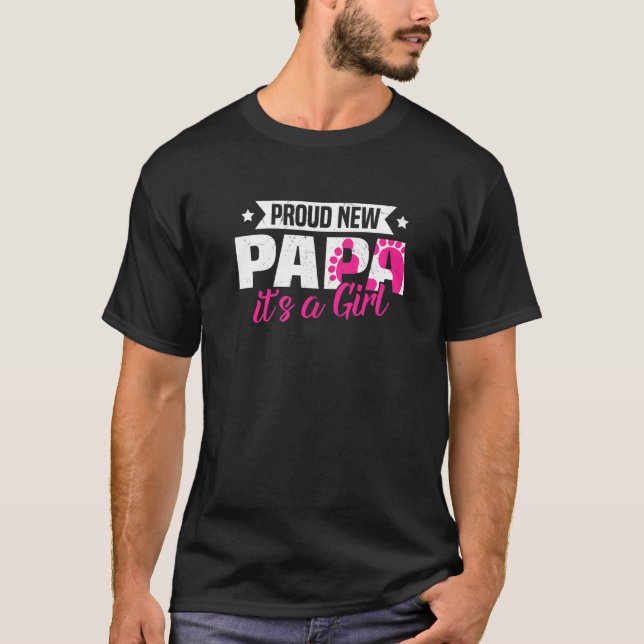 T-shirt Retro Fière Nouveau Papa C'est une fille Révéler l (Devant)