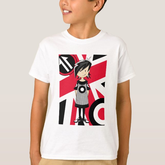 T-shirt Rétro fille de mod d'Union Jack (Devant)