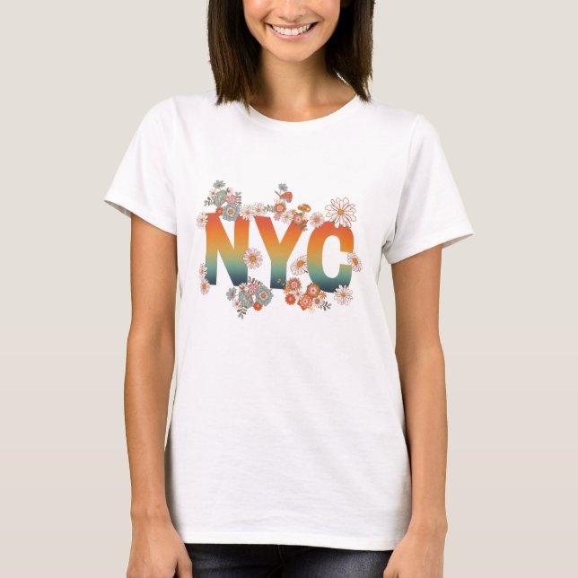 T-Shirt rétro Fleur de New York (Devant)