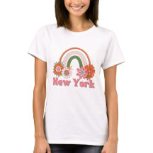 T-shirt rétro Fleur rose New York