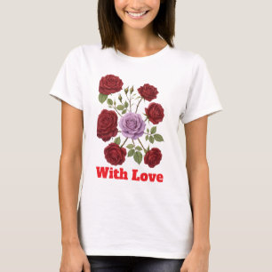 T-shirt Retro Floral Vintage romantique Rose botanique