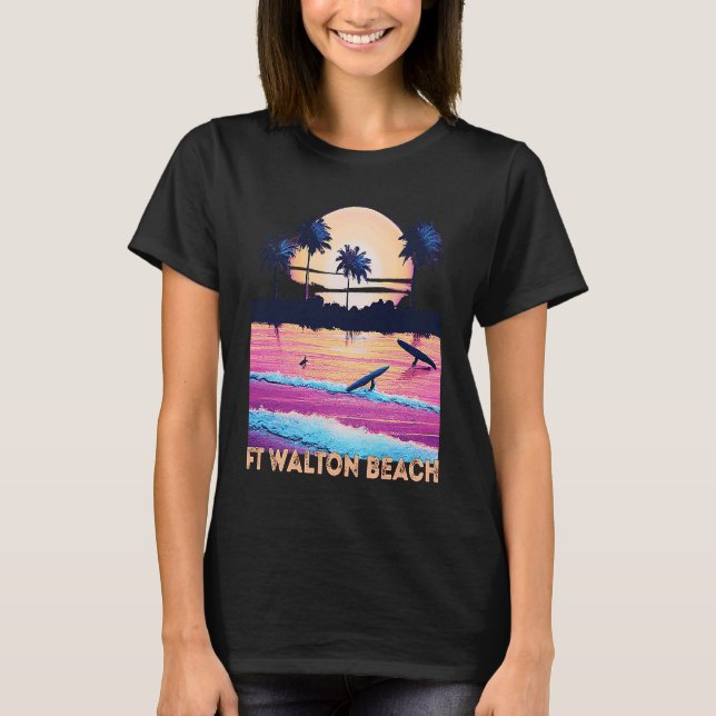 T-shirt Retro Ft Walton Beach Florida Souvenir Surf (Devant)