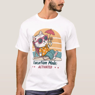 T-shirt Retro Funny Chat Mode de vacances Activé Plage T-S