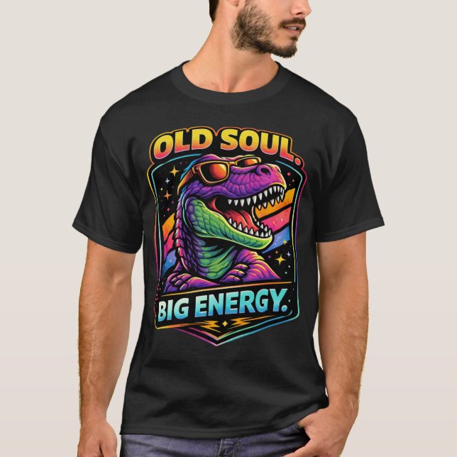 T-shirt Retro Funny Dino Personality Graphic Tee (Devant)