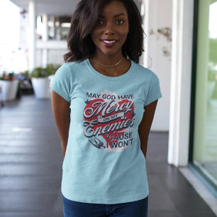 T-shirt Retro Funny Phrase Dieu avoir miséricorde Ennemis 