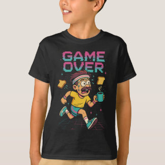T-shirt Retro “Game Over” Coffee Rush – Funny Running Cart