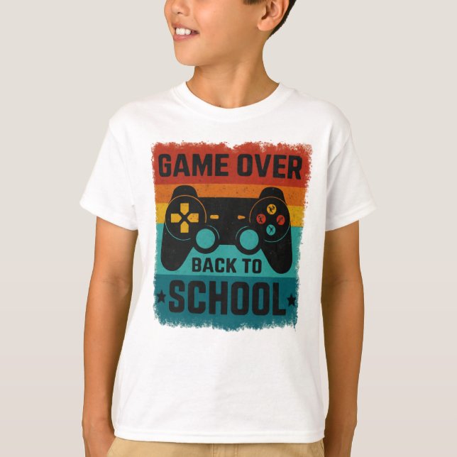 T-shirt Retro Gamer "Game Over Back to School" (Devant)
