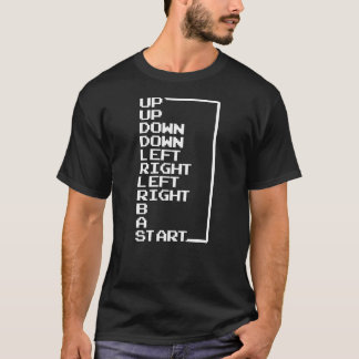 T-shirt Retro Gaming Classic : Code Konami en texte 8 bits