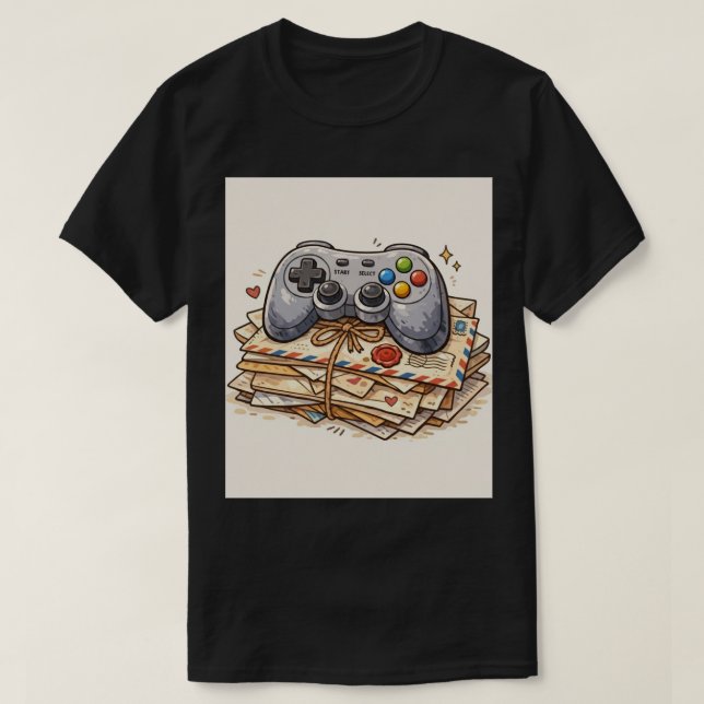 T-shirt Retro Gaming Mail: Handcrafted Controller Icon (Design devant)
