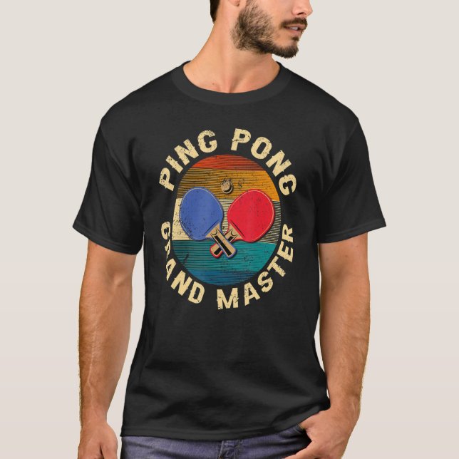 T-shirt Retro Gekreuzte Ping Pong Schläger Ping Grand (Devant)