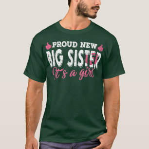 T-shirt Rétro Genre Révéler Fier Nouvelle Grande Soeur C'e