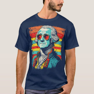 T-shirt RETRO George Washington Funny Juillet 4 American F