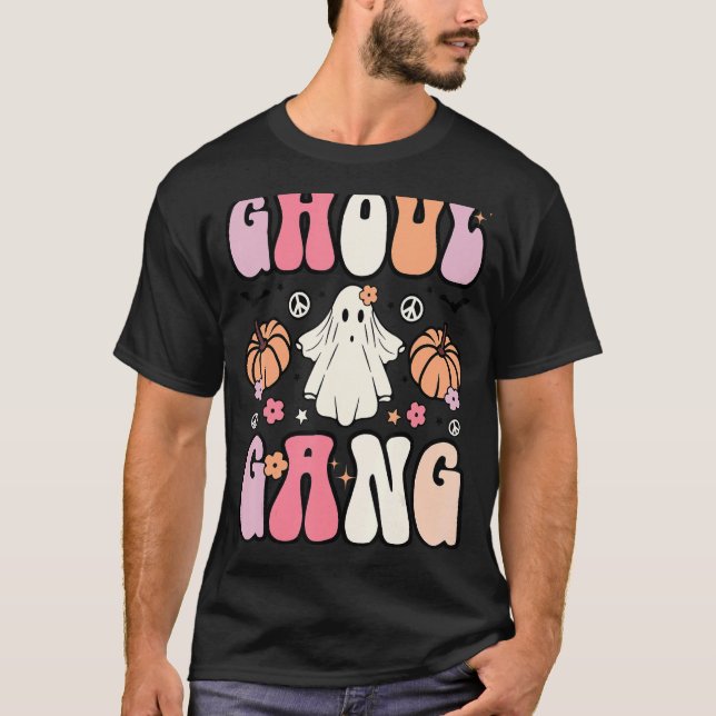 T-shirt Retro Ghoul Gang Ghost Boo Floral Spooky Vibes Hal (Devant)