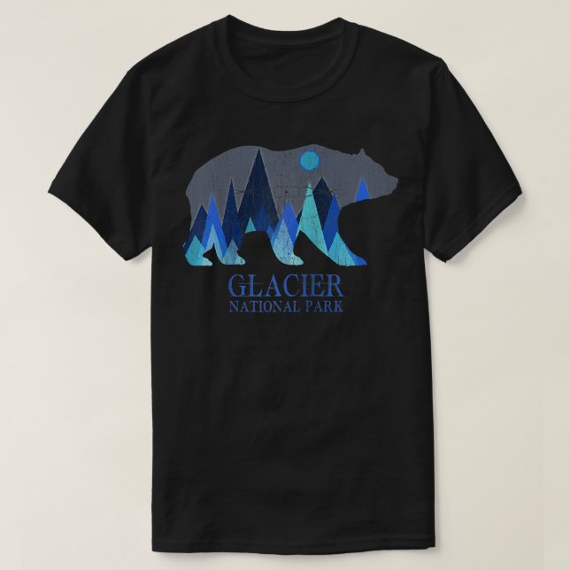 T-shirt Rétro Glacier Grizzly Bear Parc national du Glacie (Design devant)