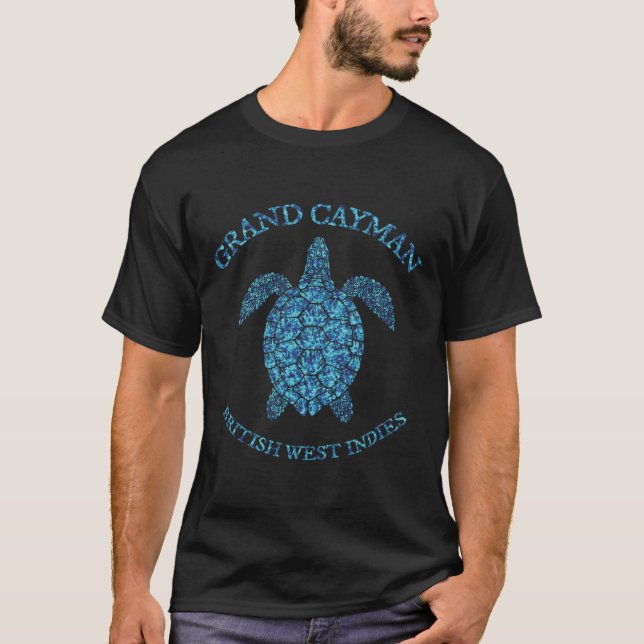 T-shirt Retro Grand Cayman Islands Sea Turtle Graphic Vint (Devant)