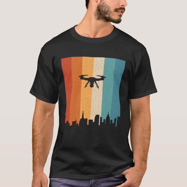 T-shirt Retro Graphic Drone Flying Quadcopter Pilot RC Dro (Devant)