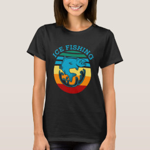 T-shirt Retro Graphic Pêche Rod Pêche Ice Fisher F