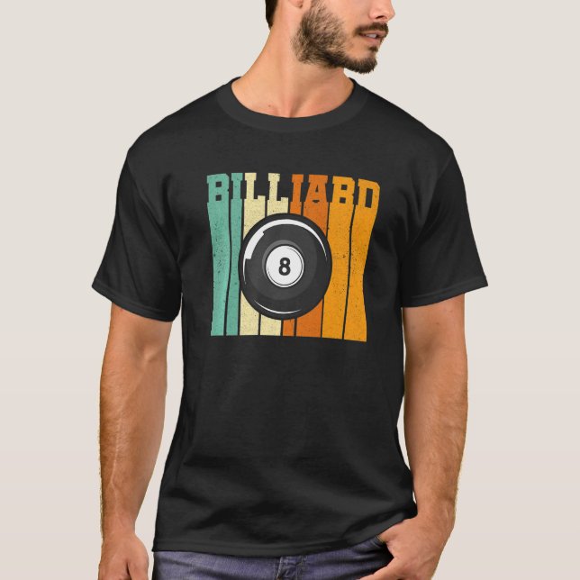 T-shirt Retro Graphic Pool Billard Snooker Billard Cue 8 B (Devant)