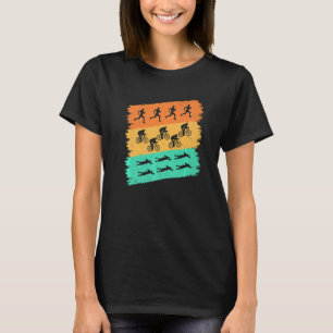 T-shirt Retro Graphic Run Bike Swim Triathlon S