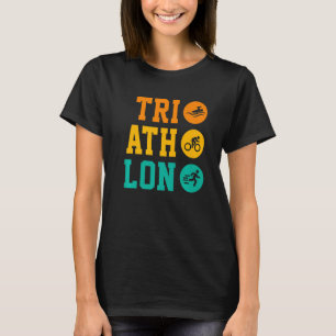 T-shirt Retro Graphic Run Bike Swim Triathlon S