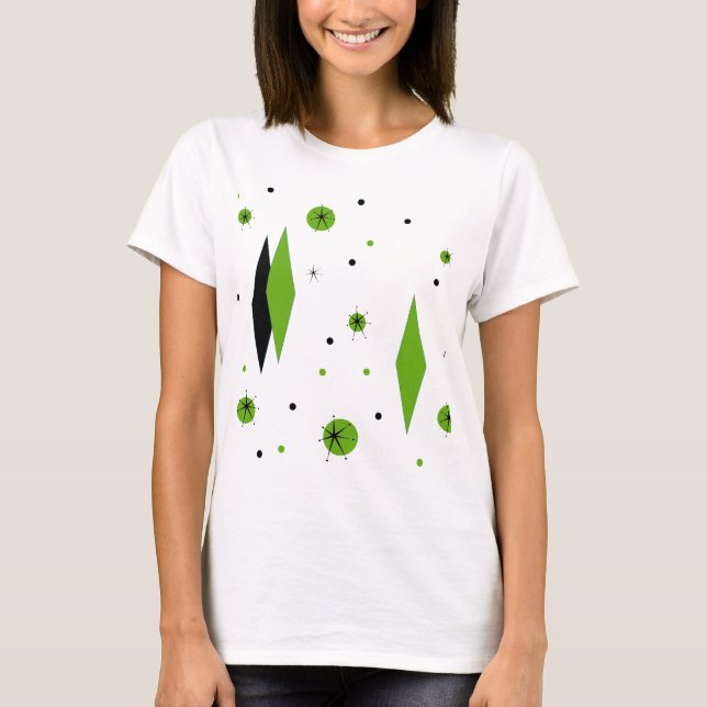 T-shirt Retro Green Diamonds et Starbursts (Devant)