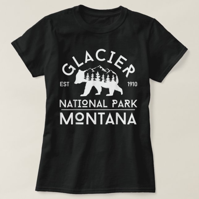 T-shirt Rétro Grizzly Bear Glacier National Park Souvenir (Design devant)