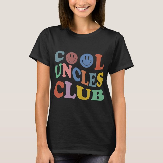 T-shirt Retro Groovy Cool Uncles Club Smile Face Funny New (Devant)