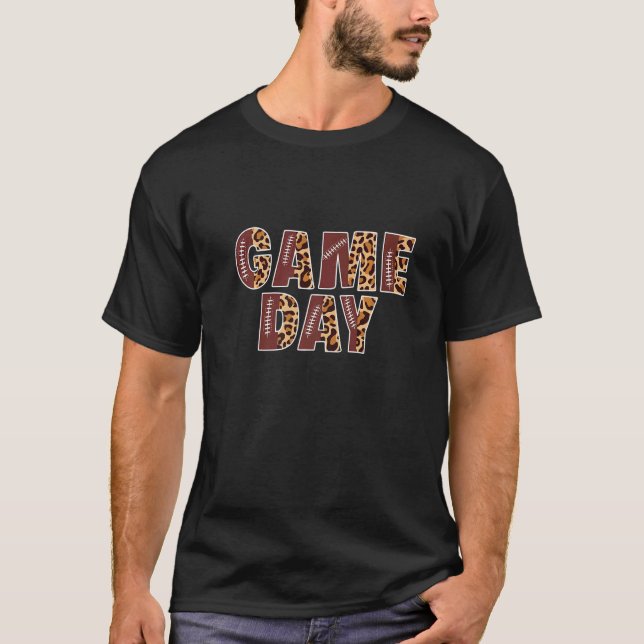 T-shirt Retro Groovy Leopard Game Day Vibes Family Matchin (Devant)