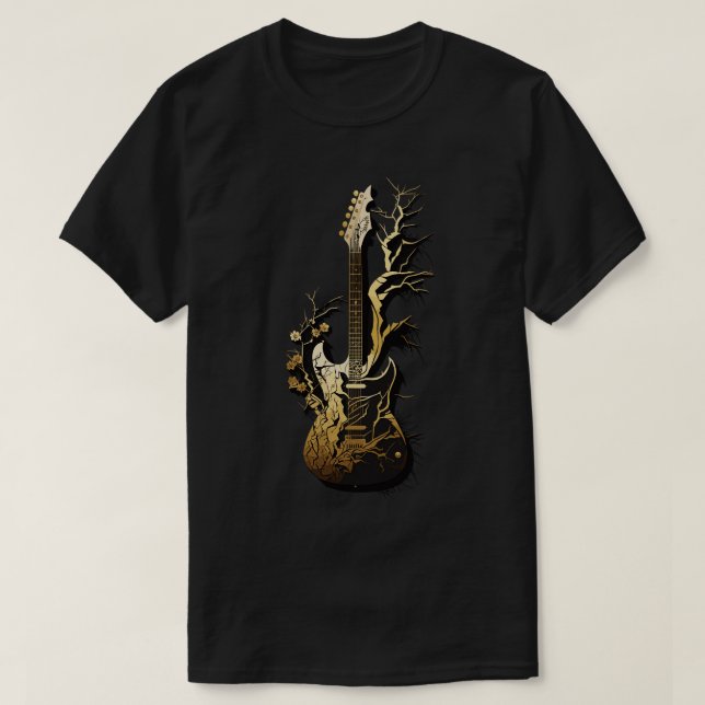 T-shirt Retro Guitar Gift Guitariste Rock Concert Festival (Design devant)