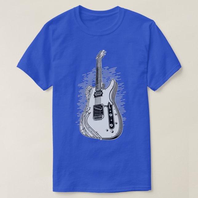 T-shirt Retro Guitar Gift Guitariste Rock Concert Festival (Design devant)