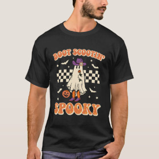 T-shirt Retro Halloween Cowgirl Ghost Western Boot Scootin