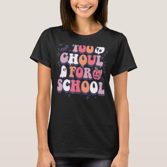 T-shirt Retro Halloween enseignant Ghouls Super School Tri (Devant)