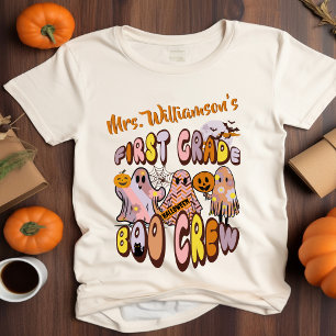 T-shirt Retro Halloween Ghost First Grade Nom de l'enseign