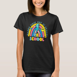 T-shirt Retro Happy 1st Day Of School Preschool Teacher Li