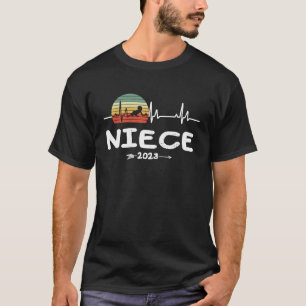 T-shirt Retro Hearbeat Première Nièce 2023 Nouvelle Nièce