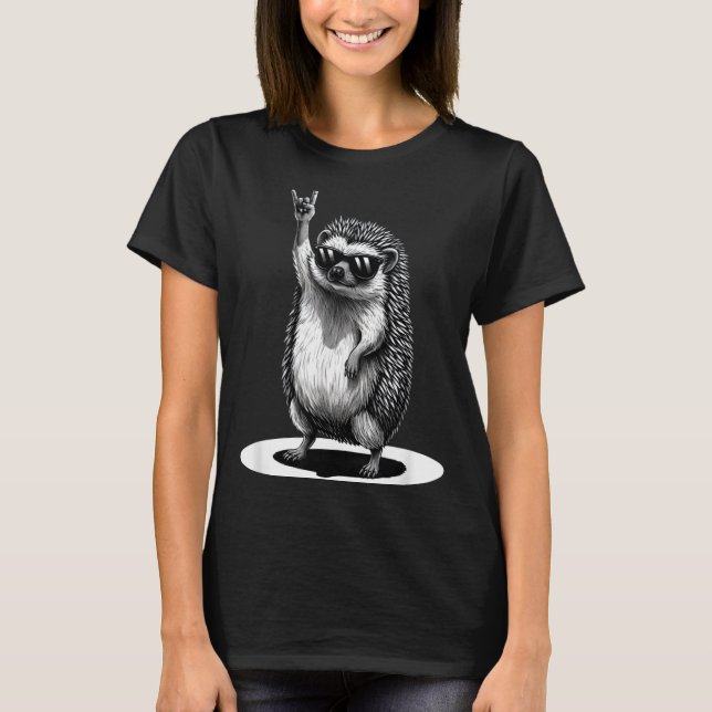 T-shirt Retro Hedgehog Rock Music Men Kids Women Funny Ani (Devant)