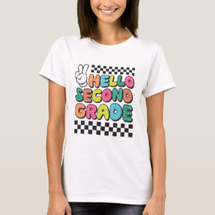 T-shirt Retro Hello Enseignant de deuxième année