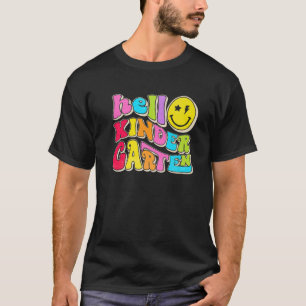 T-shirt Retro Hello Kindergarten Happy Face Kinder Retour 