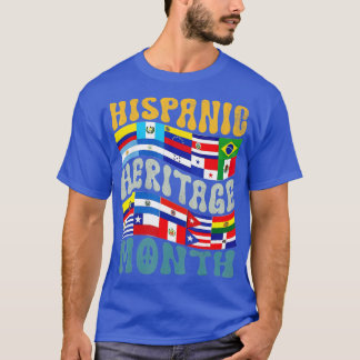 T-shirt Rétro Hispanic Heritage Month Latino Flag All Coun