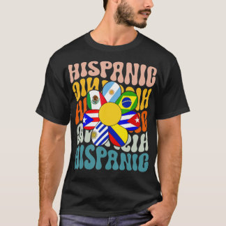 T-shirt Retro Hispanic Heritage Month Latino Flag All Coun