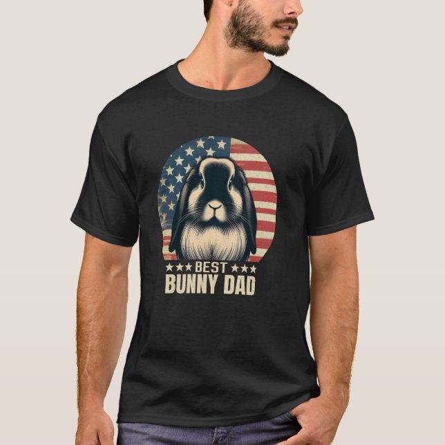 T-shirt Retro Holland Lop Best Bunny Papa Rabbit Juillet 4 (Devant)