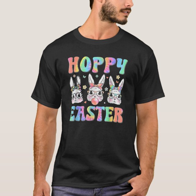 T-shirt Retro Hoppy Easter Bunny Face Tie Dye Boys Print T (Devant)