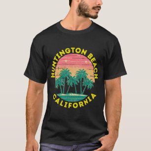 T-shirt Retro Huntington Beach Vacances Souvenir Palm Tree