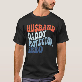 T-shirt Retro Husband Daddy Protector Hero Father s Day Fo