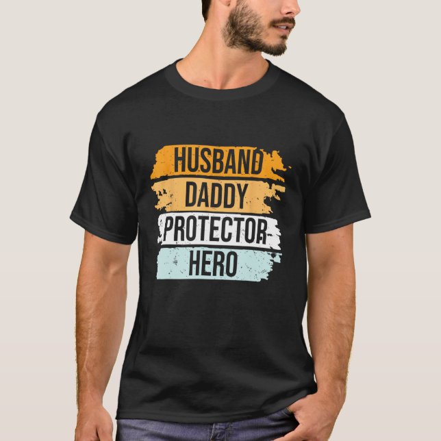 T-shirt Retro Husband Daddy Protector Hero Father s Day Fo (Devant)