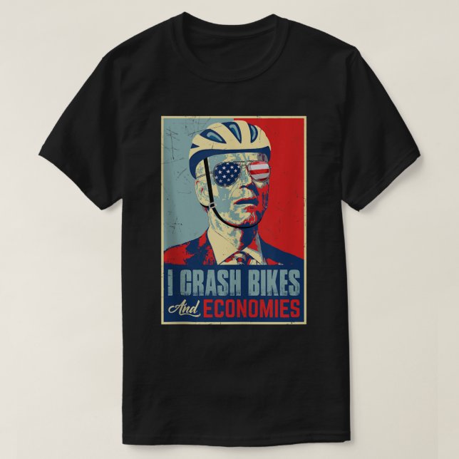 T-shirt Retro I Crash Bikes & Economies Anti Joe Biden Ame (Design devant)
