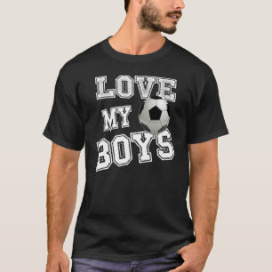 T-shirt Retro I Love My Boys Soccer For Moms Football Socc